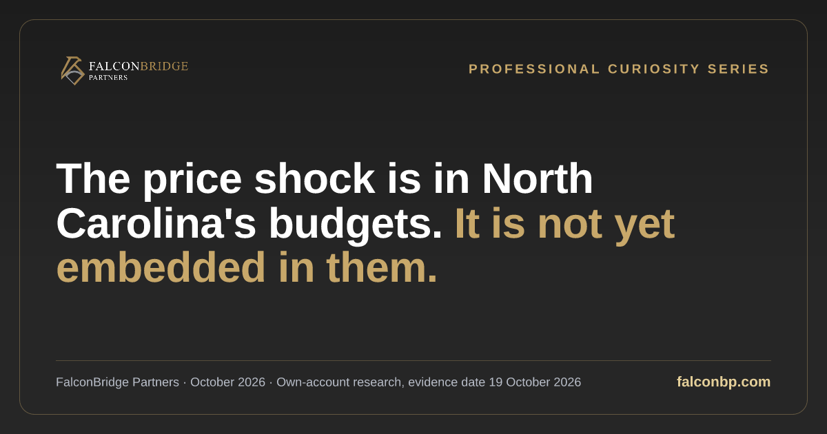 The price shock is in North Carolina's budgets. It is not yet embedded ...